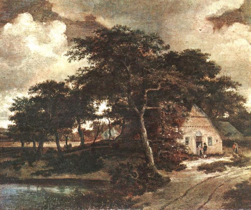 HOBBEMA, Meyndert Landscape with a Hut f china oil painting image